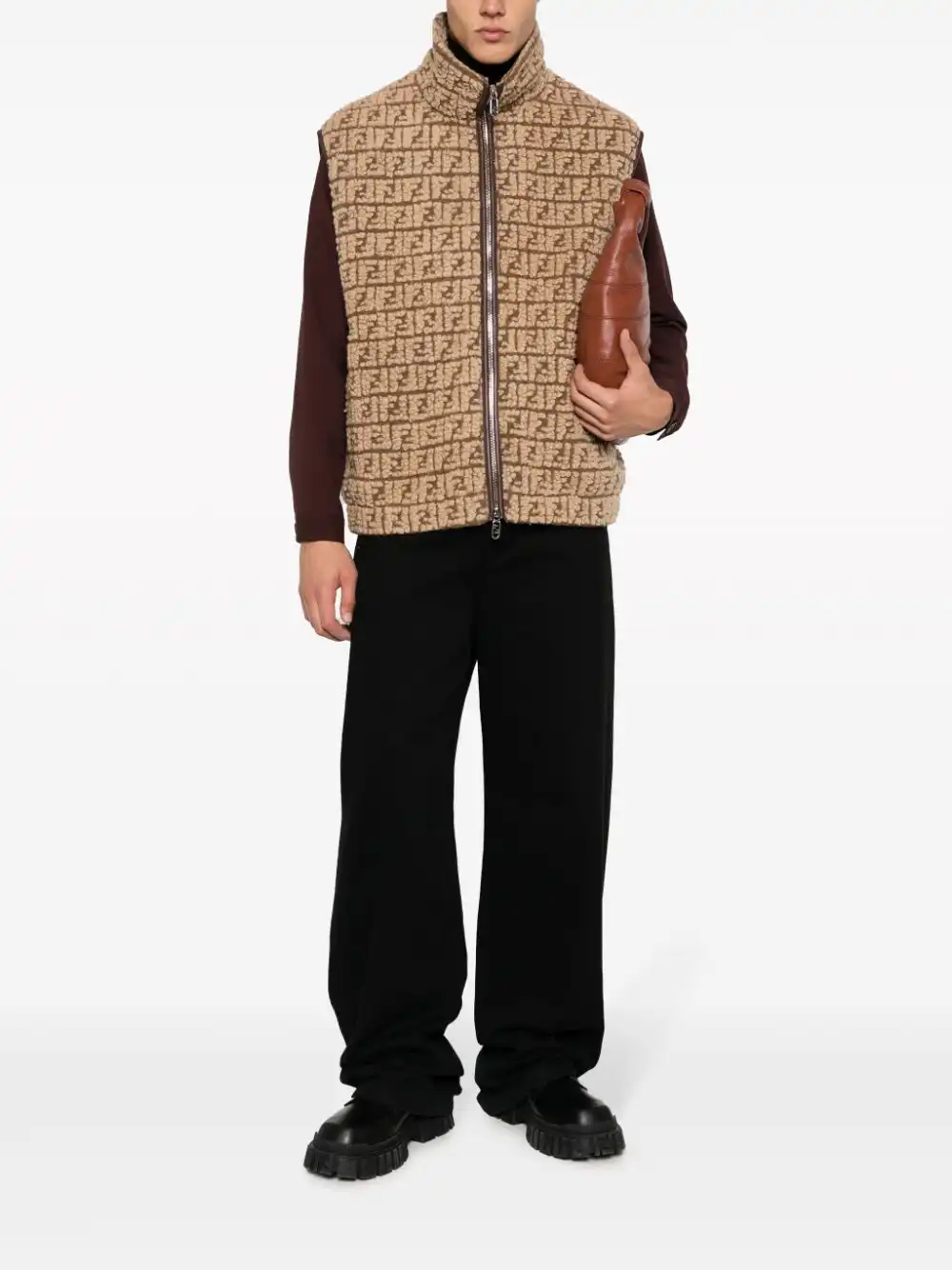 Affordable FENDI FF-monogram fleece gilet