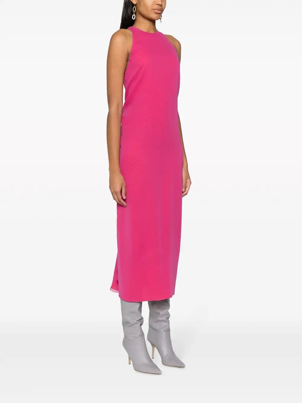 Affordable FENDI drape-detailing silk midi dress