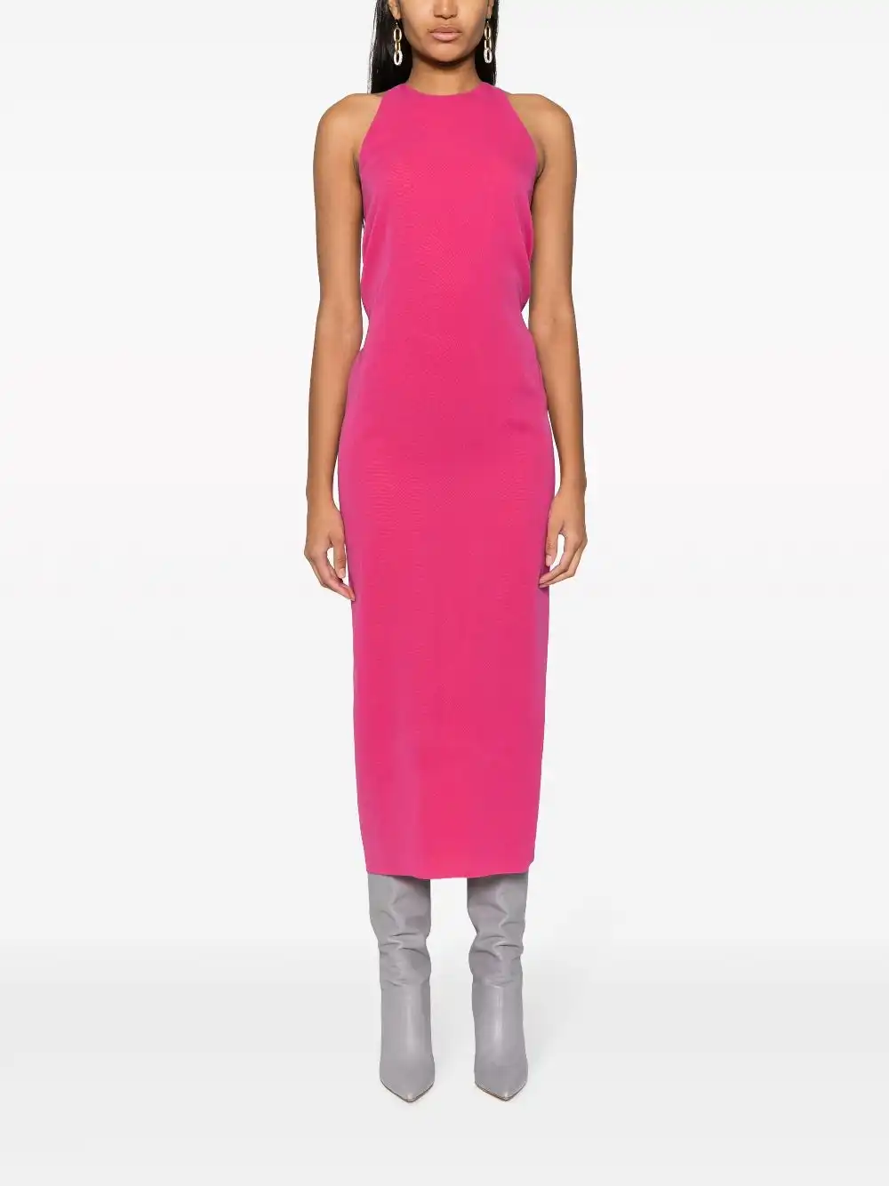 Affordable FENDI drape-detailing silk midi dress