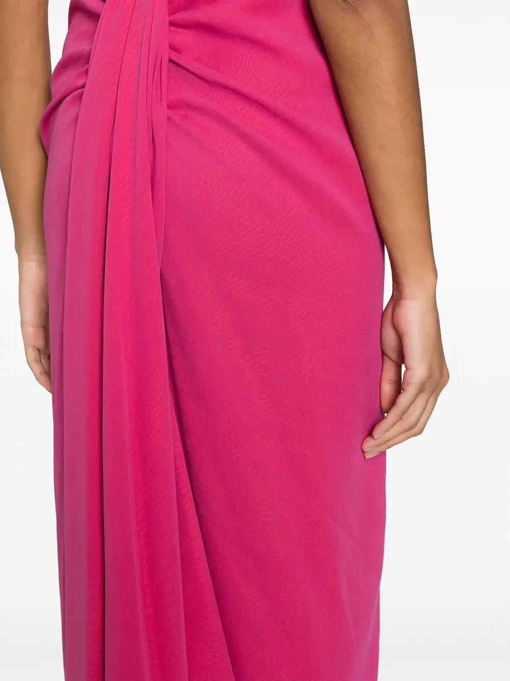 Affordable FENDI drape-detailing silk midi dress