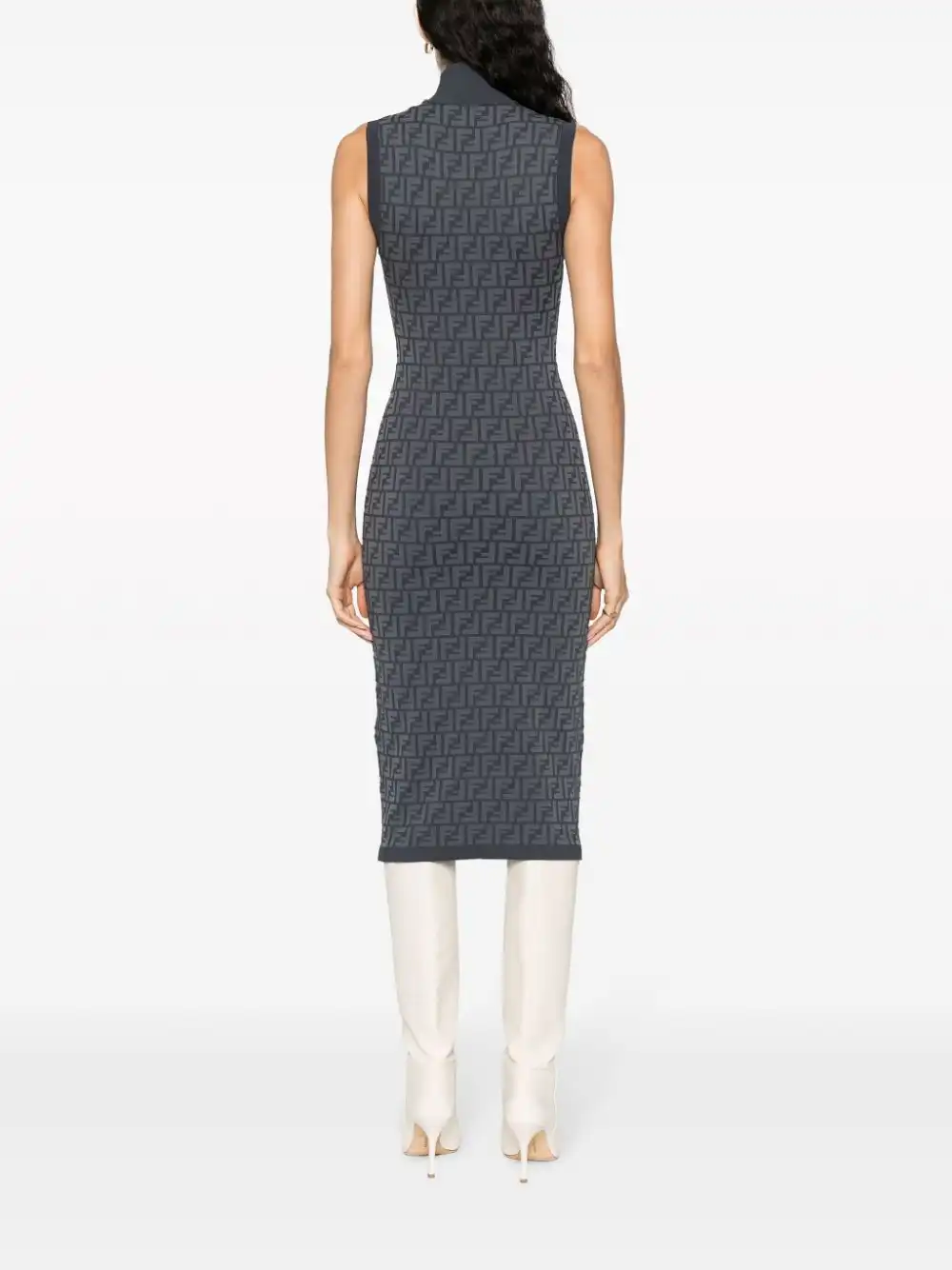 Cheap FENDI FF-intarsia knit ribbed-knit midi dress