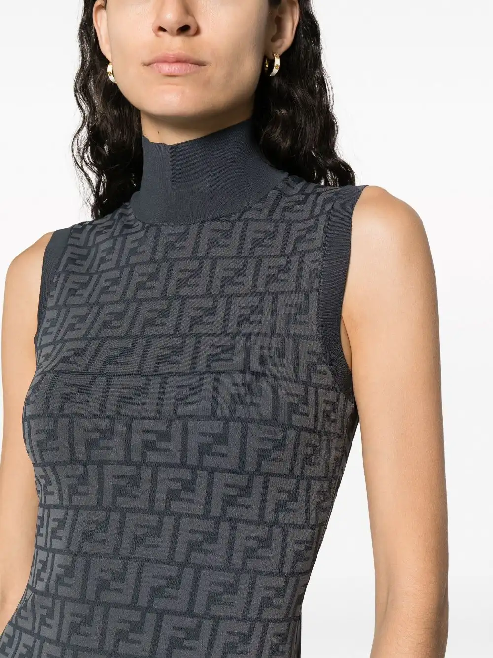 Cheap FENDI FF-intarsia knit ribbed-knit midi dress