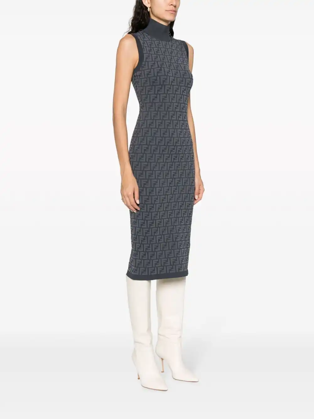 Cheap FENDI FF-intarsia knit ribbed-knit midi dress