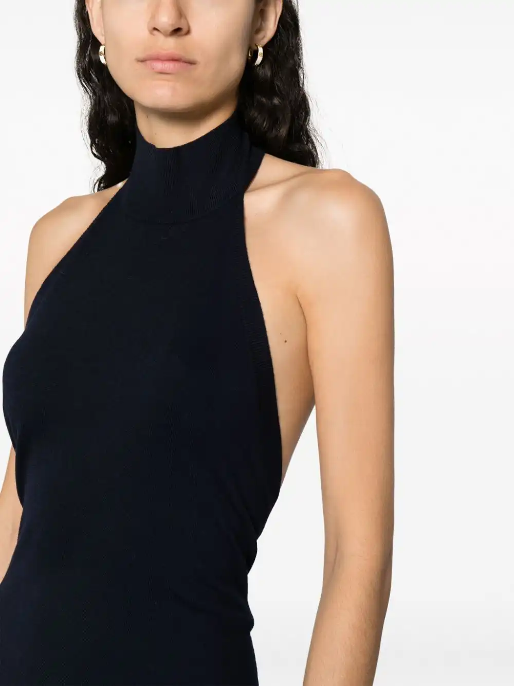 Affordable FENDI funnel-neck sleeveless ribbed-knit dress