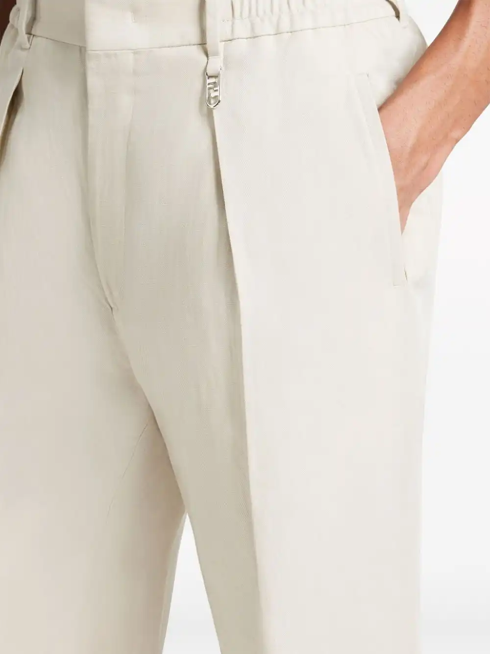 Affordable FENDI pintuck-detail straight-leg trousers