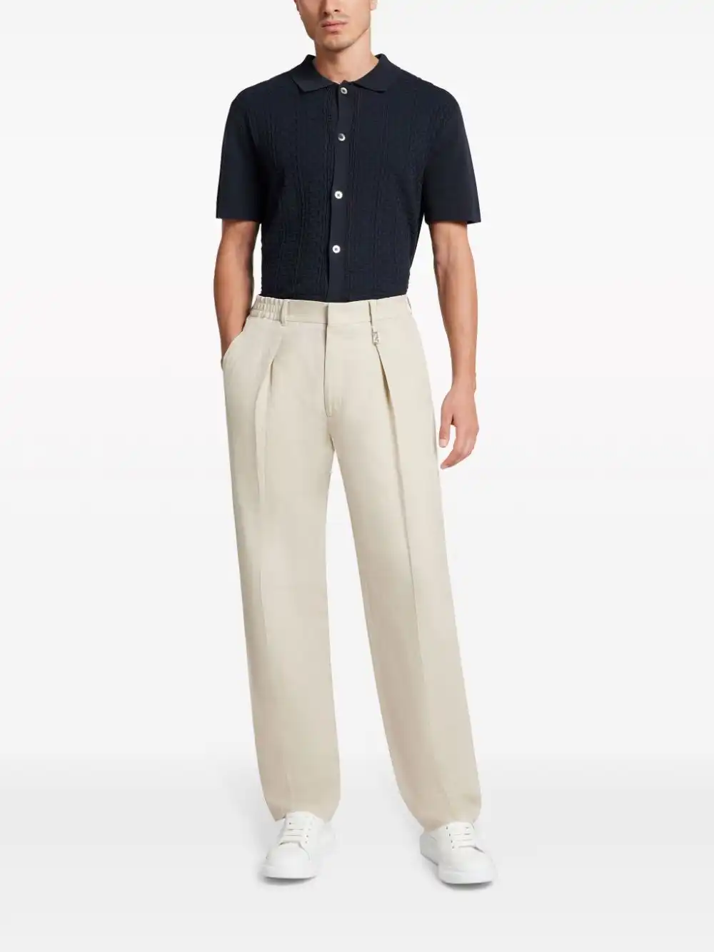 Affordable FENDI pintuck-detail straight-leg trousers