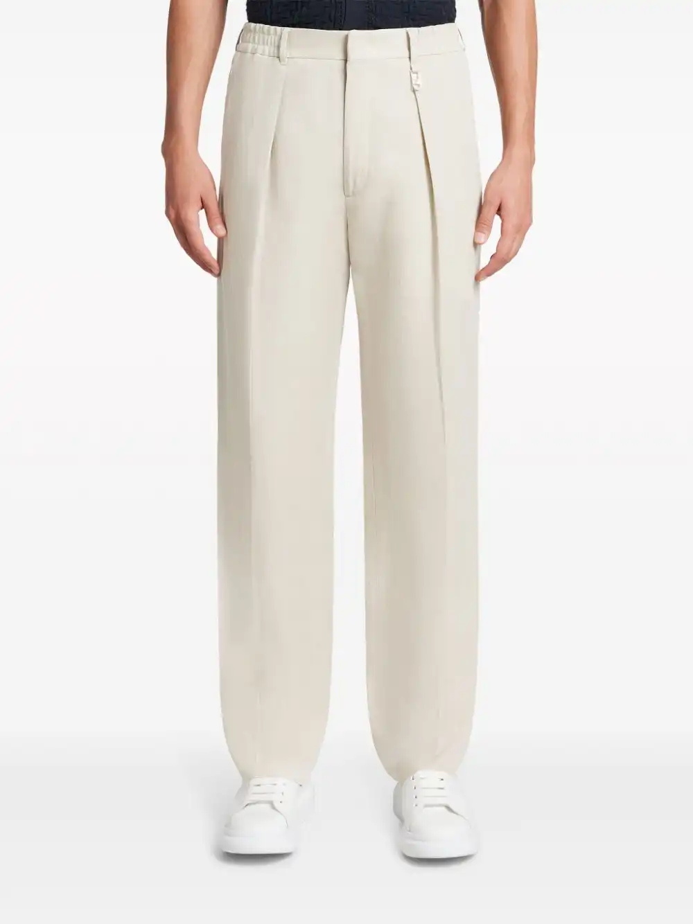 Affordable FENDI pintuck-detail straight-leg trousers