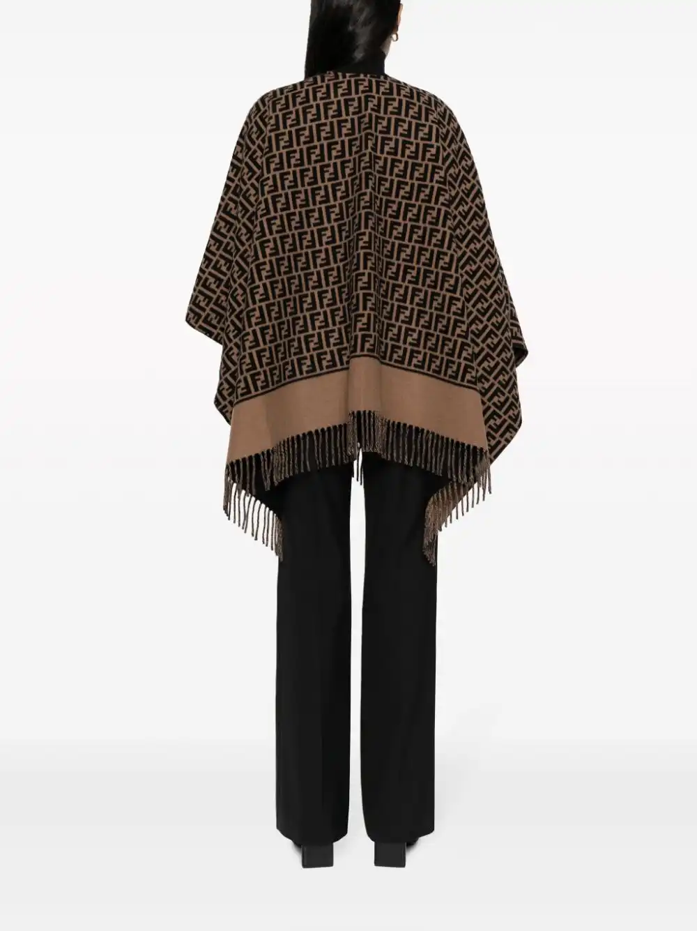 Cheap FENDI FF-logo print poncho