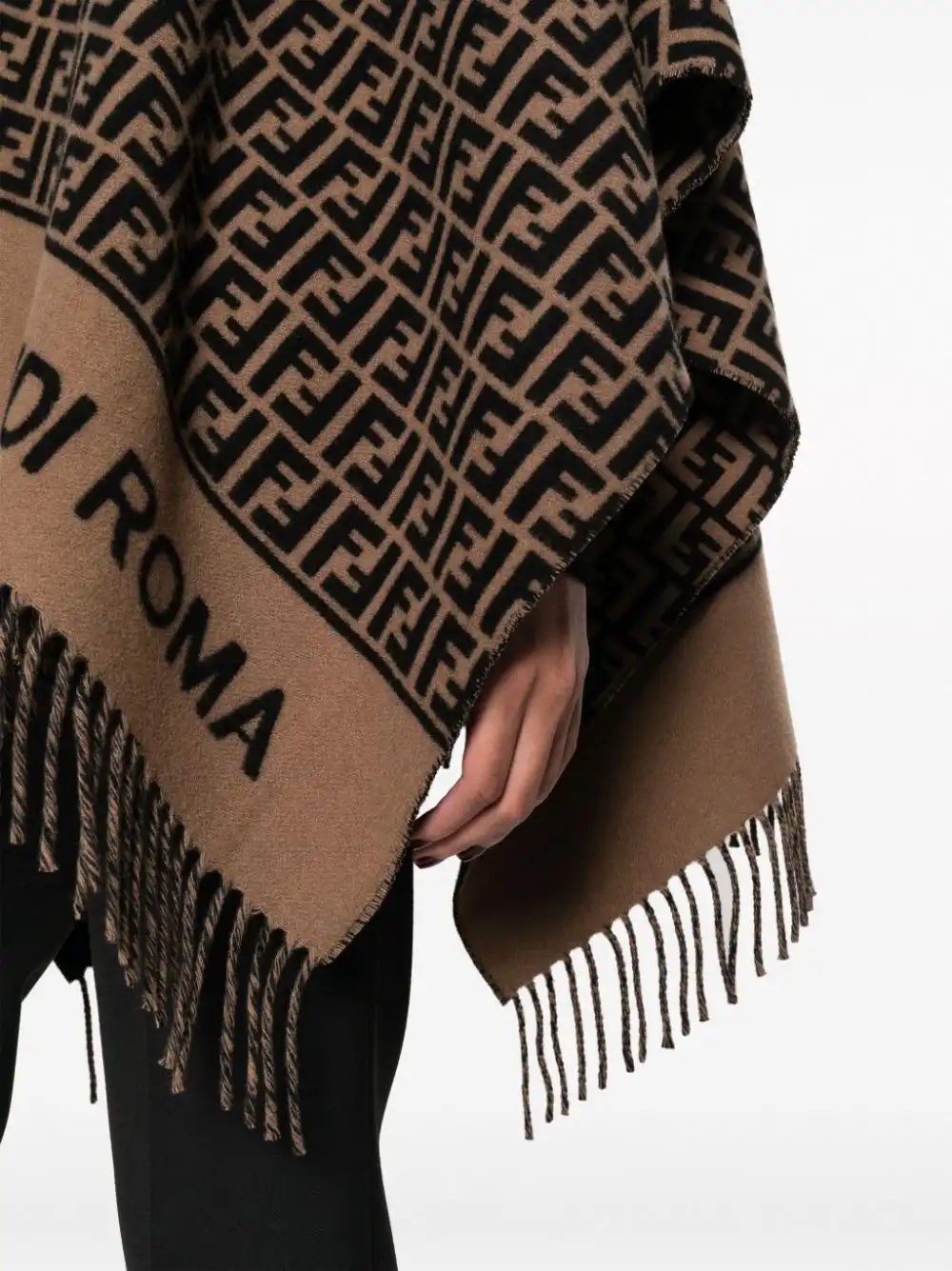 Cheap FENDI FF-logo print poncho