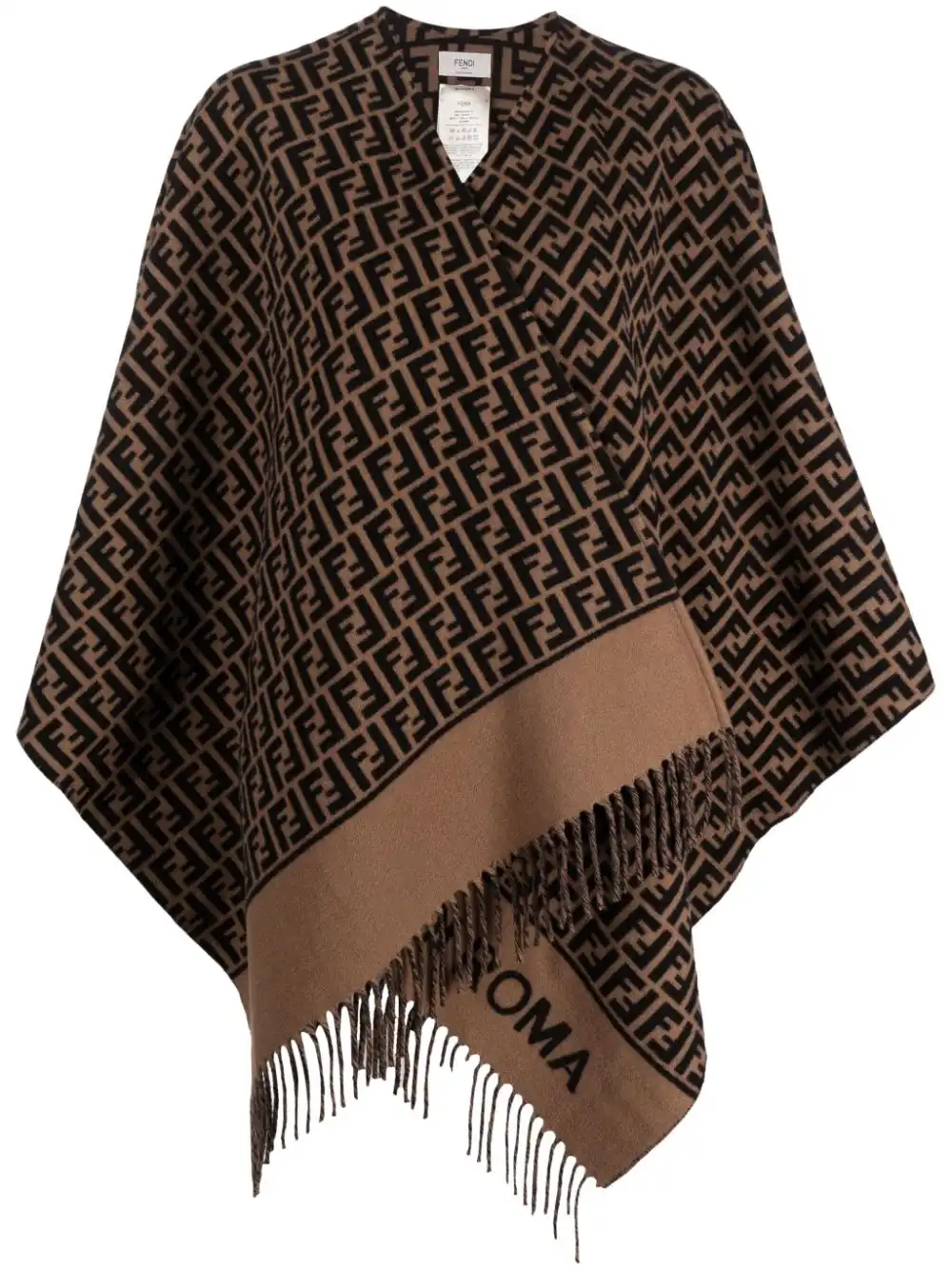 Cheap FENDI FF-logo print poncho