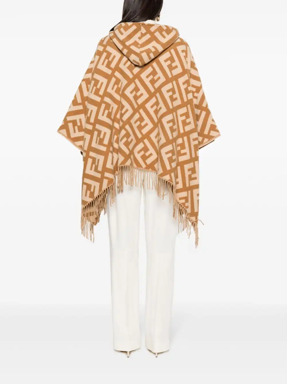 Cheap FENDI FF-jacquard cashmere poncho