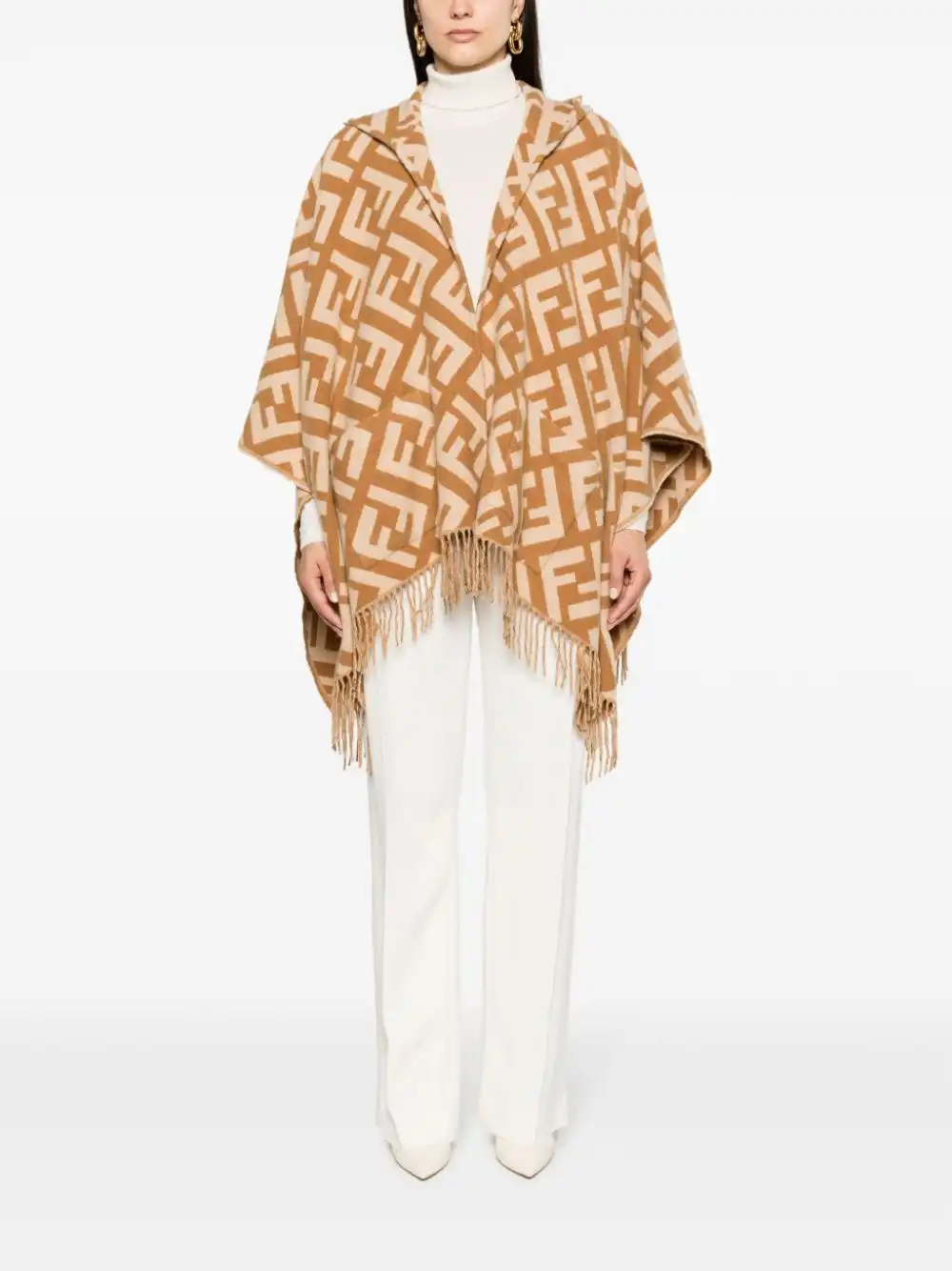 Cheap FENDI FF-jacquard cashmere poncho