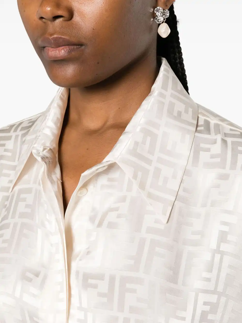 Cheap FENDI FF-jacquard silk shirt