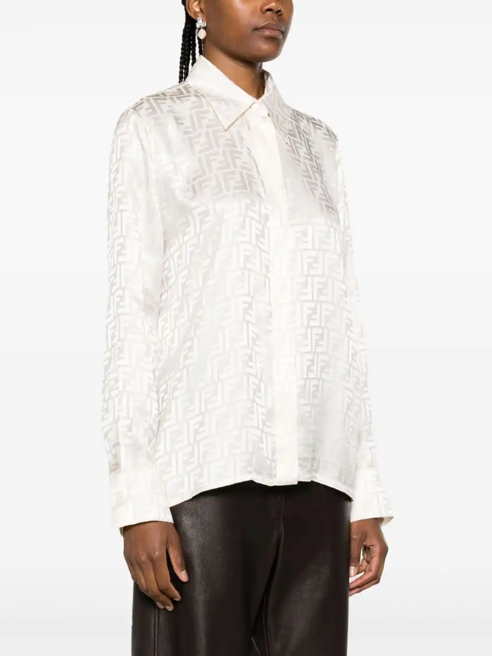 Cheap FENDI FF-jacquard silk shirt