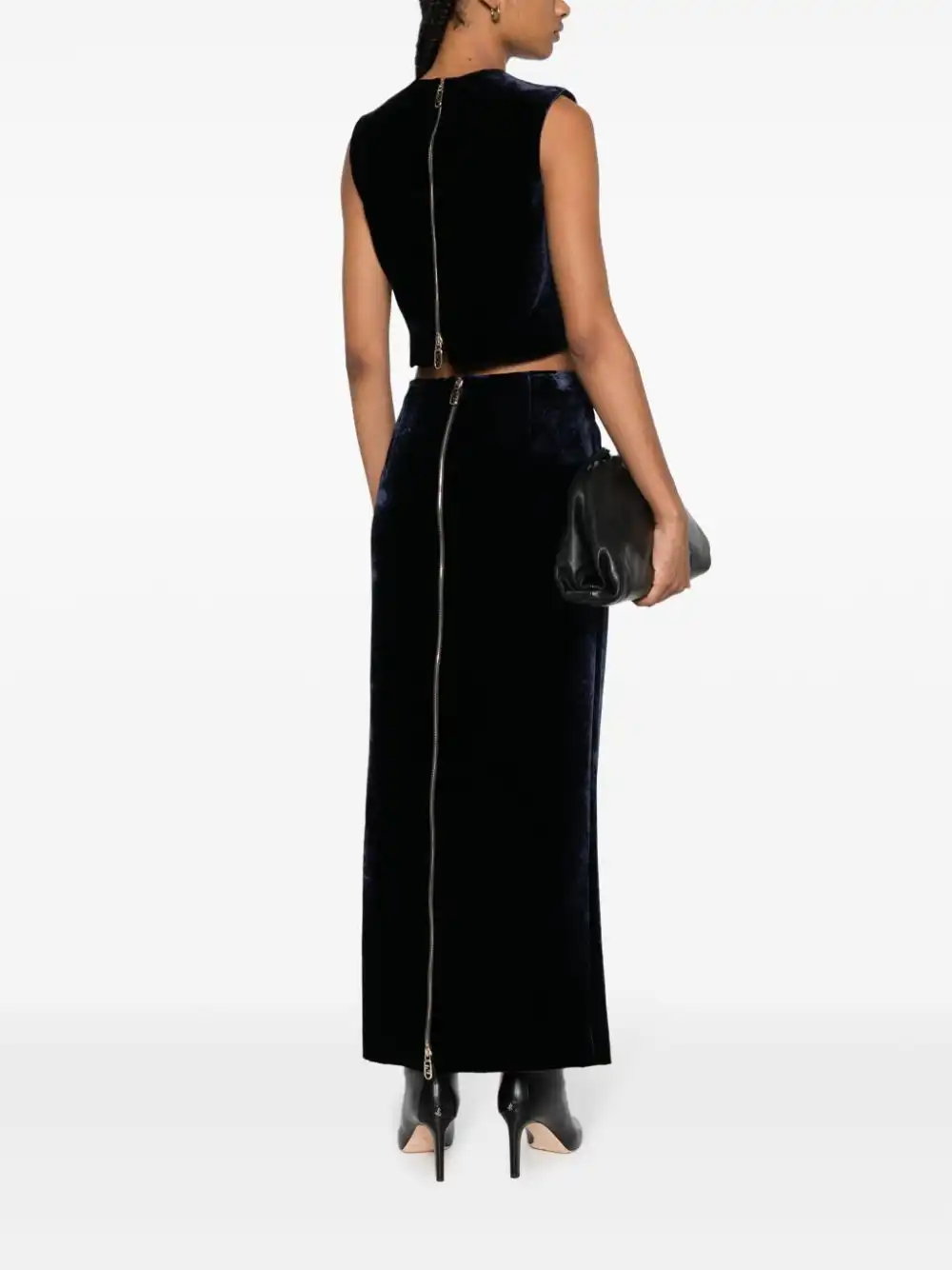 Affordable FENDI zip-embellished velvet maxi skirt