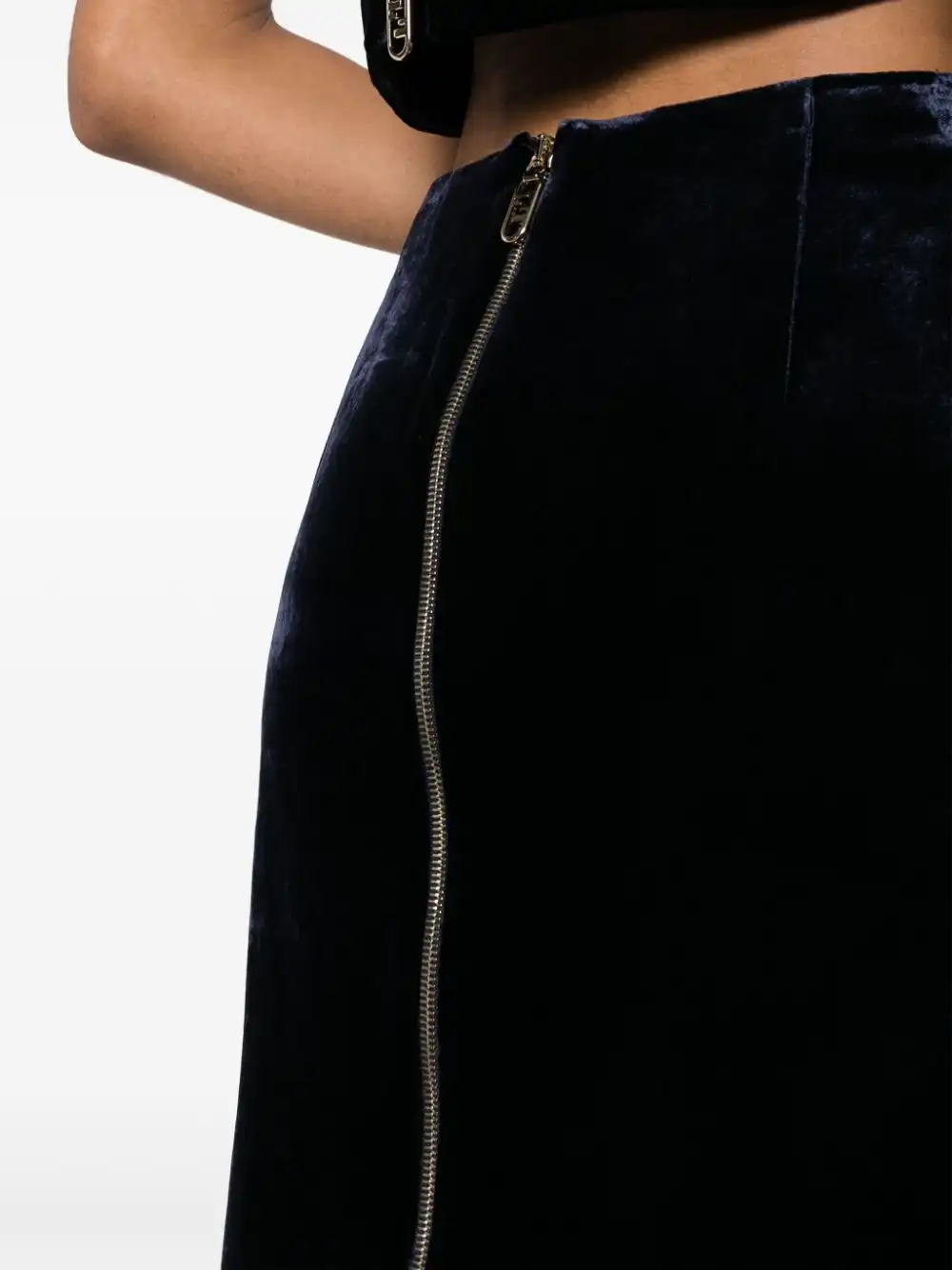 Affordable FENDI zip-embellished velvet maxi skirt