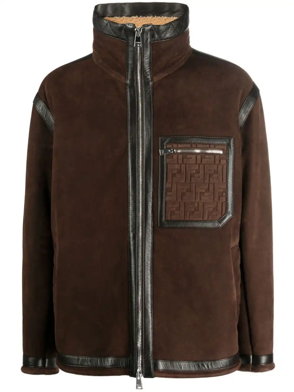 Affordable FENDI logo-embossed shearling jacket