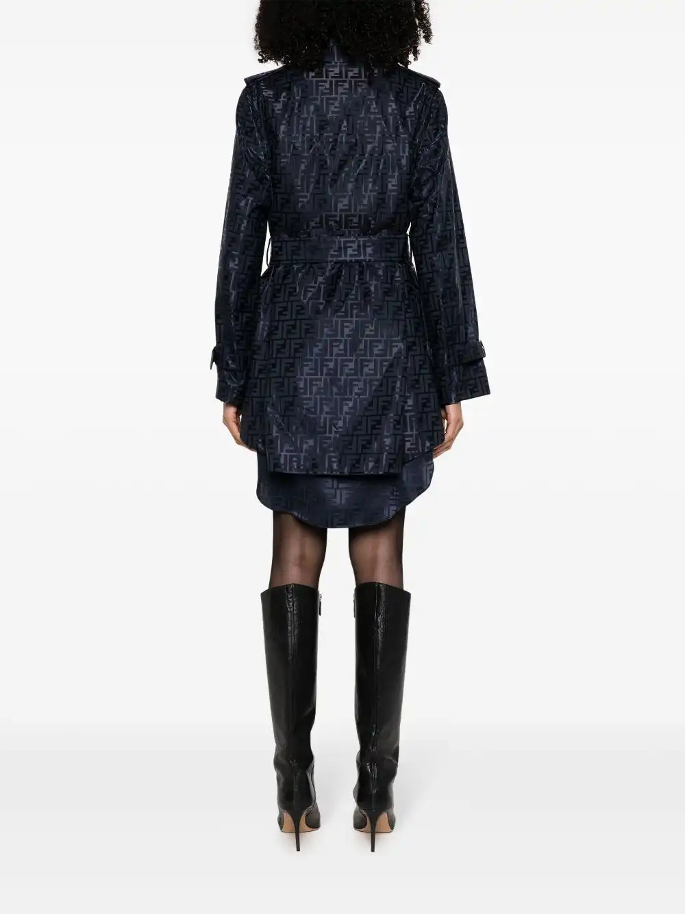 Cheap FENDI FF-jacquard belted trench coat