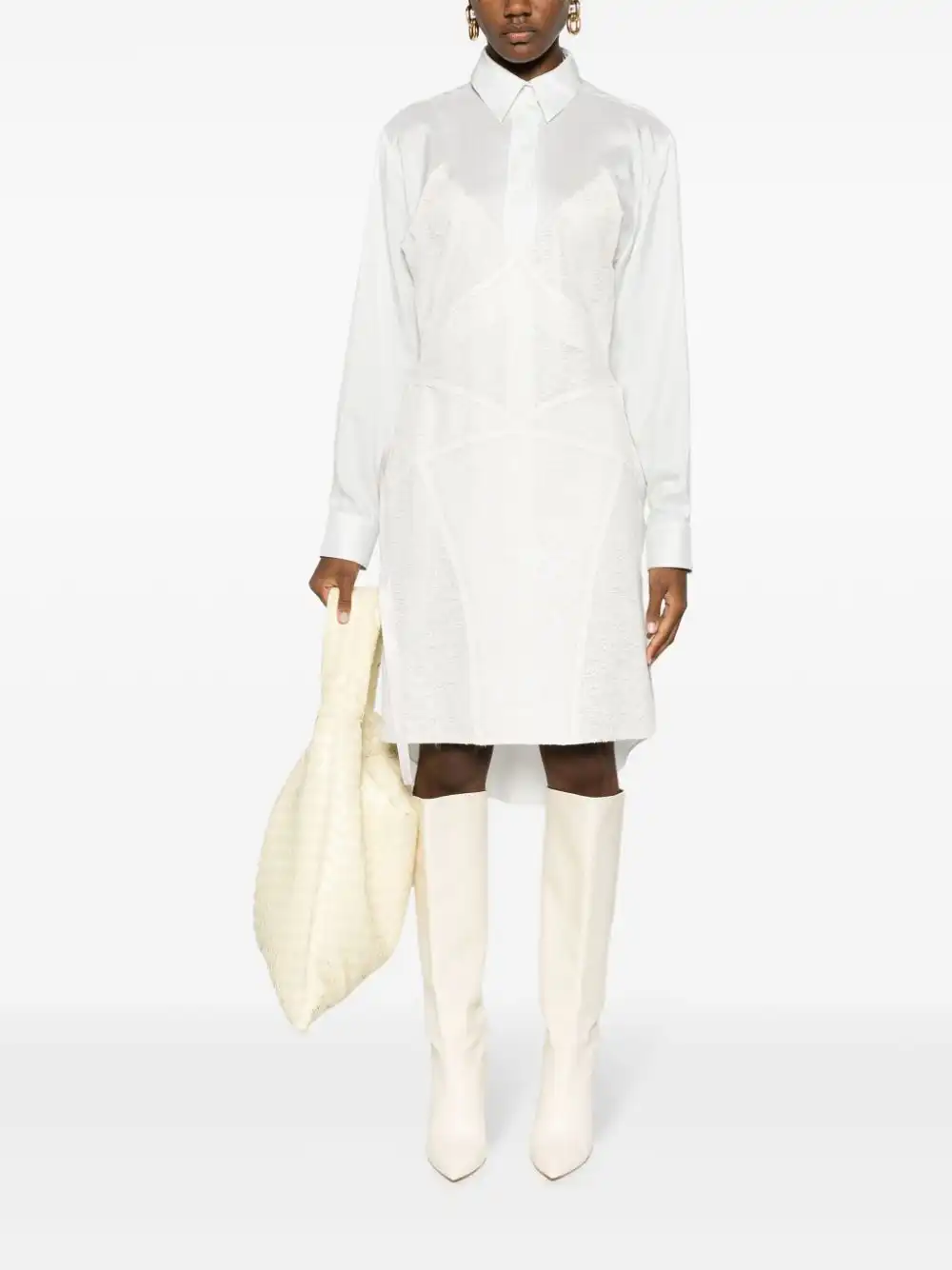 Cheap FENDI lace-detail silk shirtdress