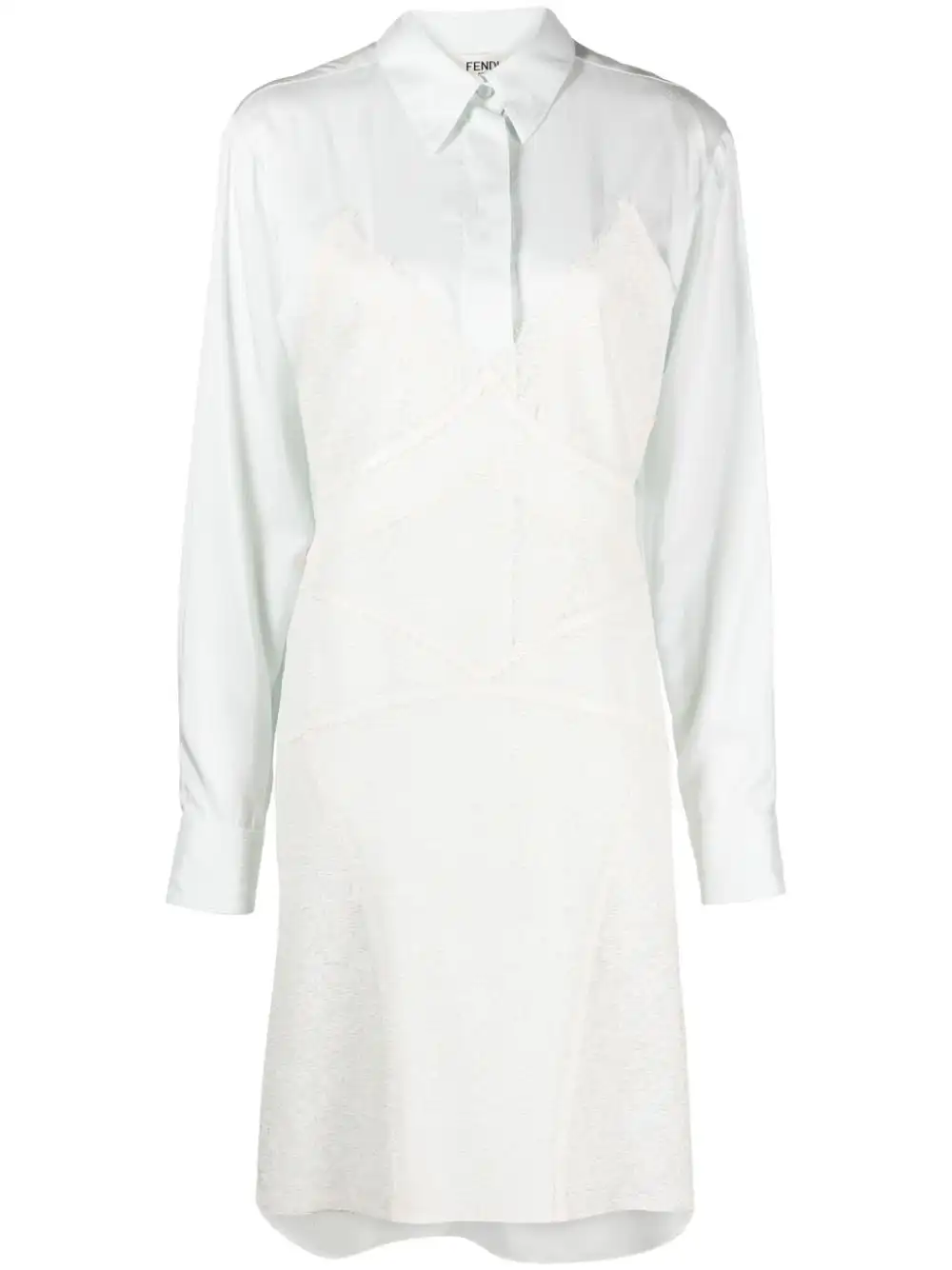 Cheap FENDI lace-detail silk shirtdress