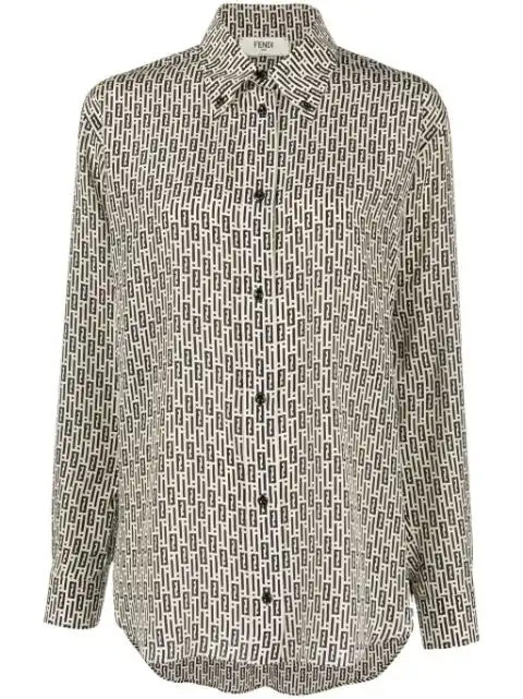 FENDI FF-print silk shirt