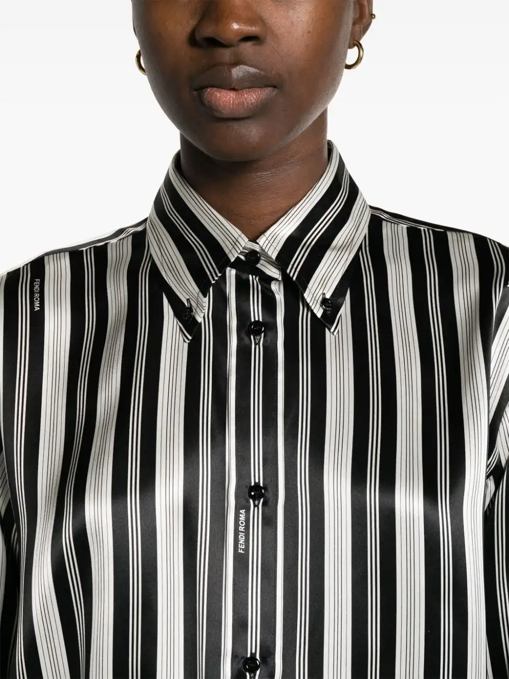 Affordable FENDI striped satin silk shirt