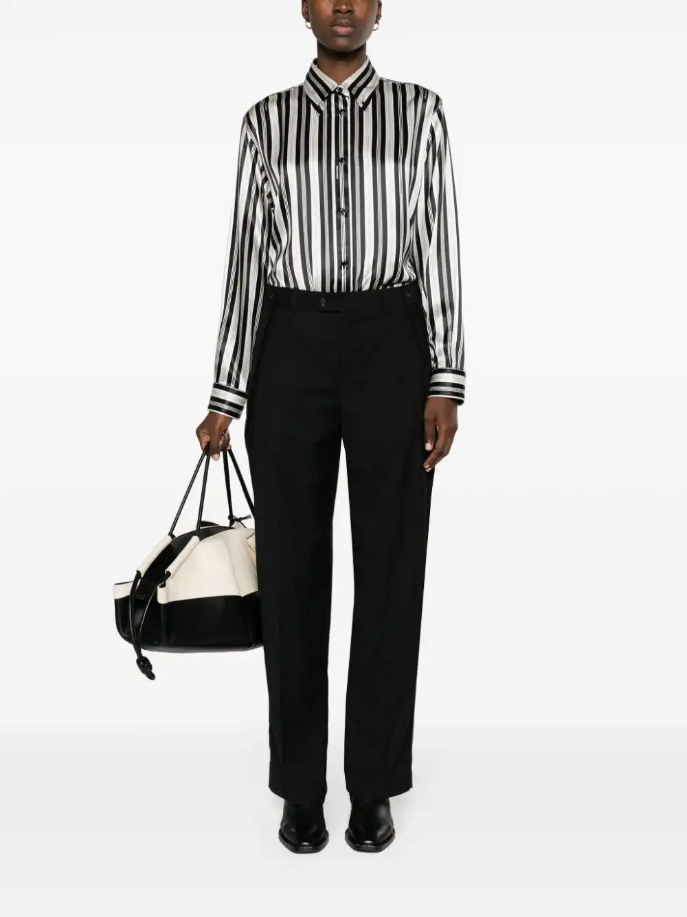 Affordable FENDI striped satin silk shirt