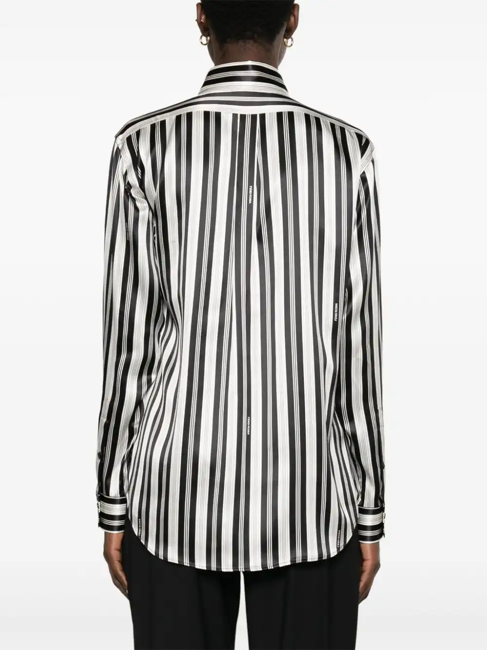 Affordable FENDI striped satin silk shirt