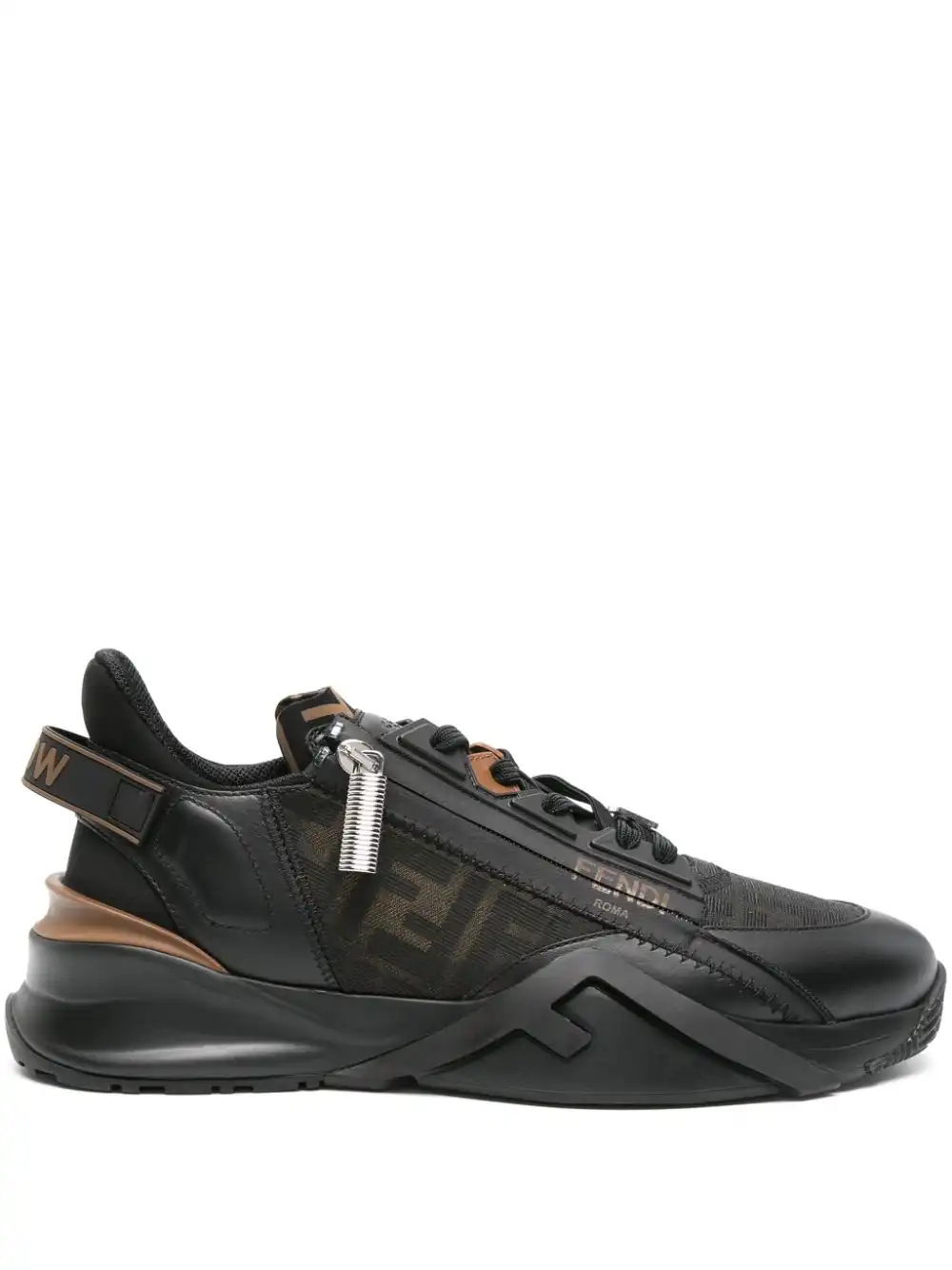 Affordable FENDI Flow FF-jacquard leather sneakers