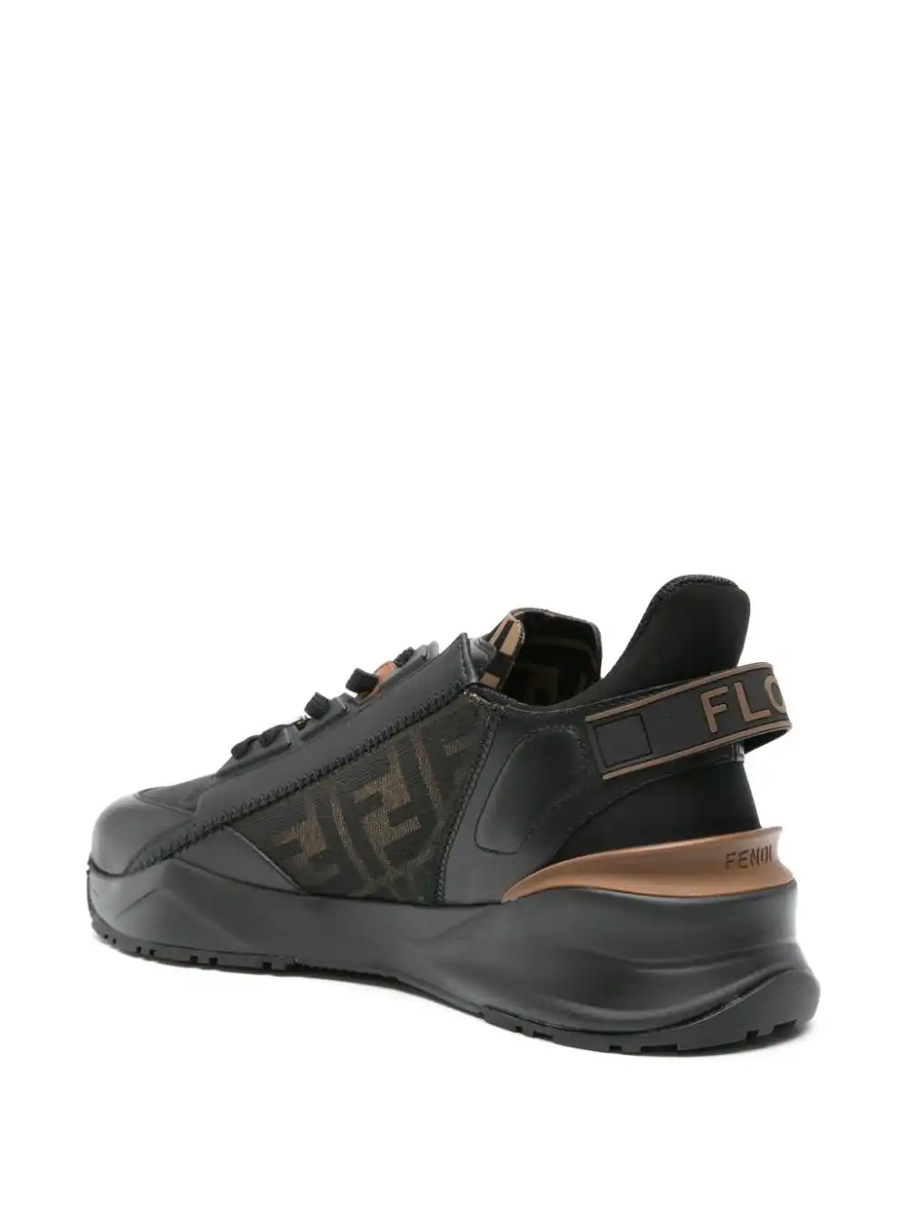 Affordable FENDI Flow FF-jacquard leather sneakers