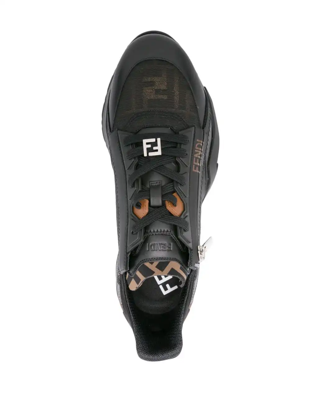 Affordable FENDI Flow FF-jacquard leather sneakers