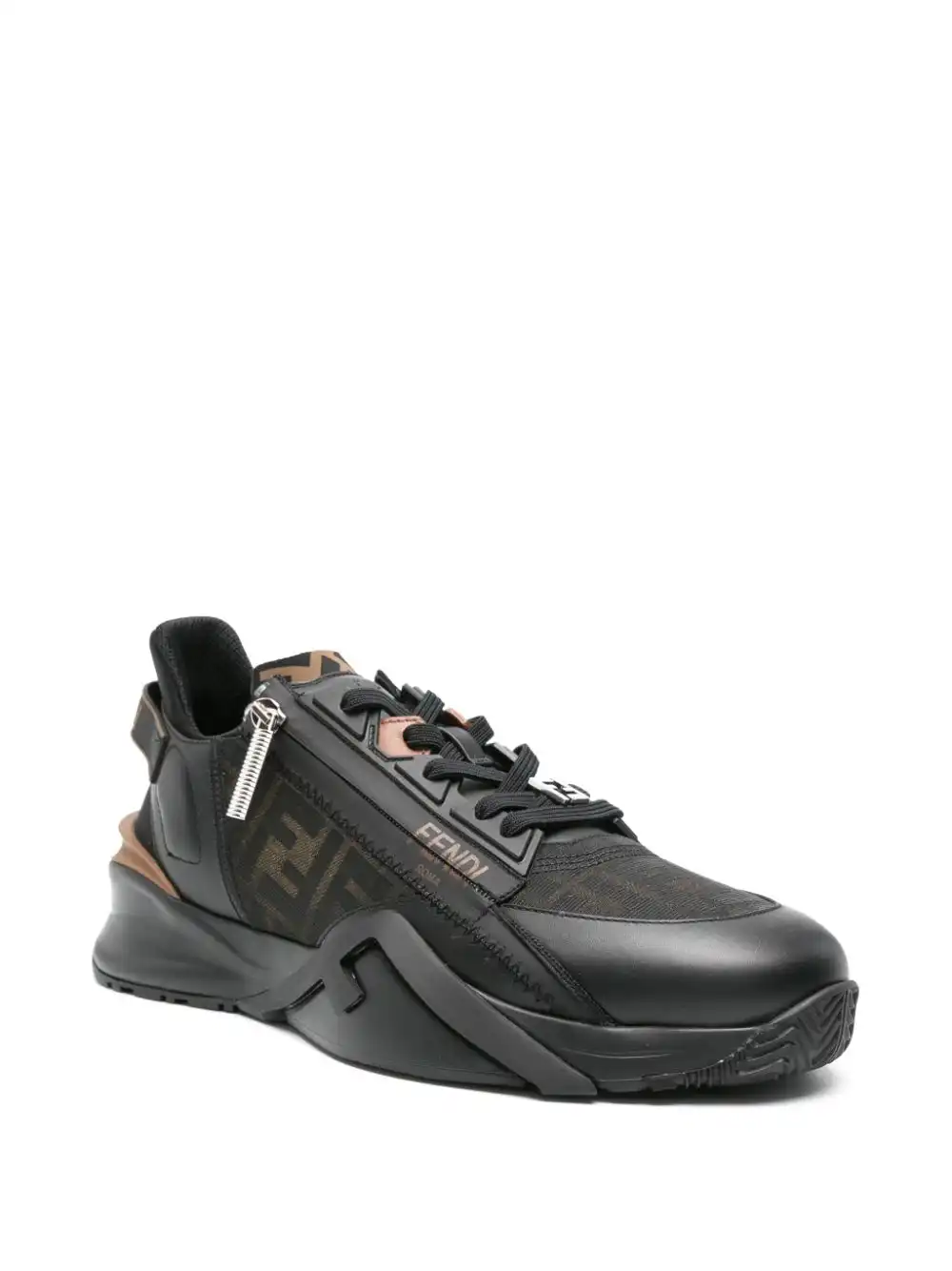 Affordable FENDI Flow FF-jacquard leather sneakers