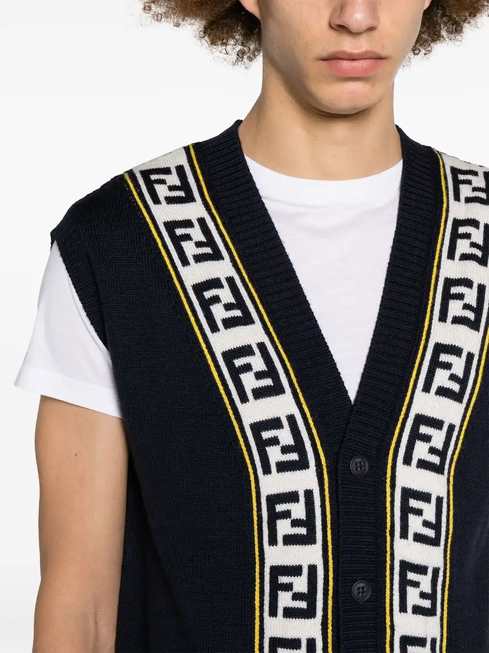 Cheap FENDI FF-intarsia sweater vest