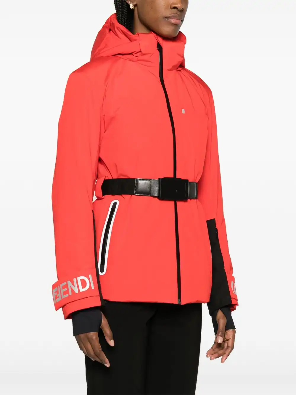 Affordable FENDI logo-print belted ski jacket