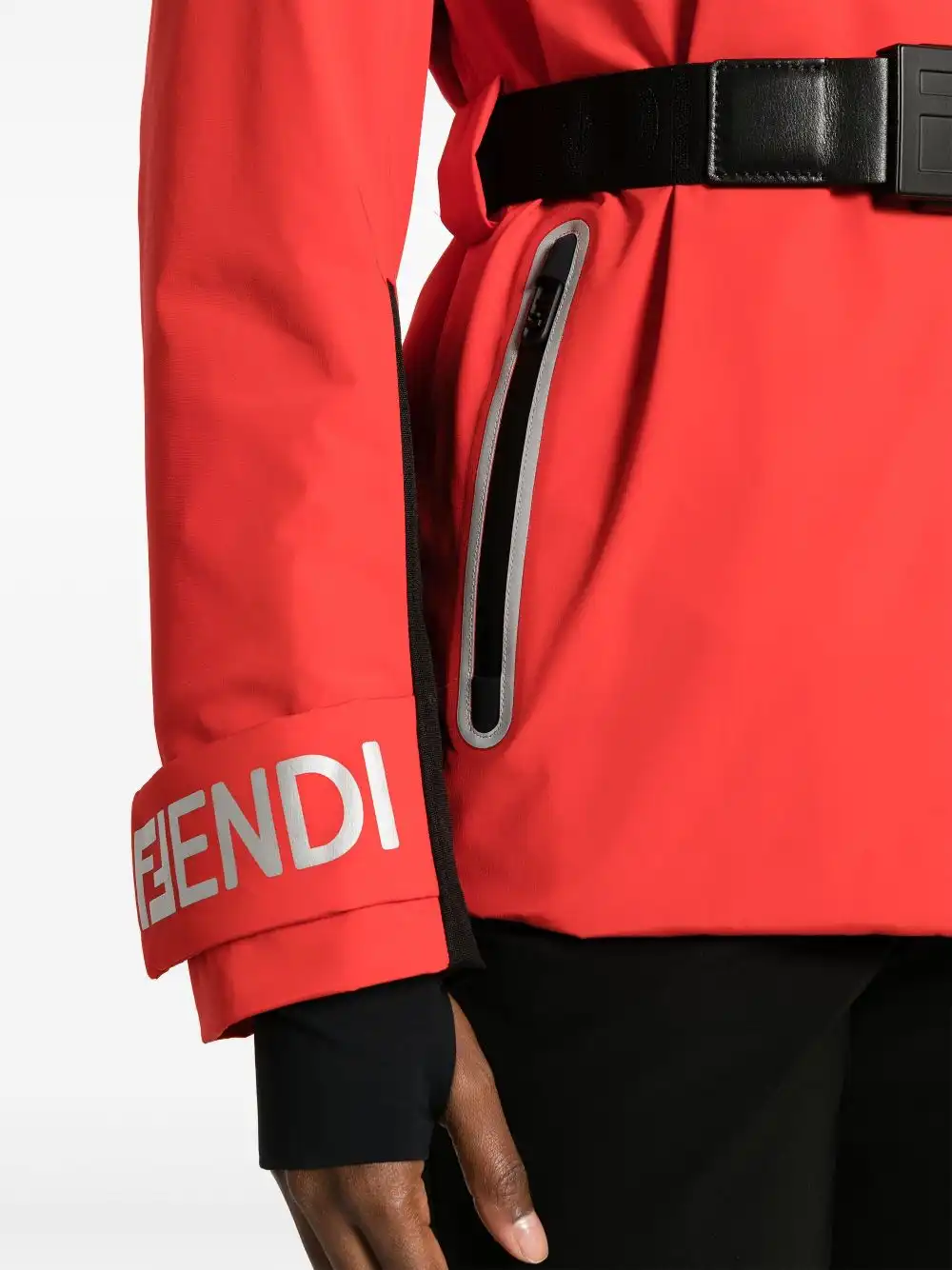 Affordable FENDI logo-print belted ski jacket