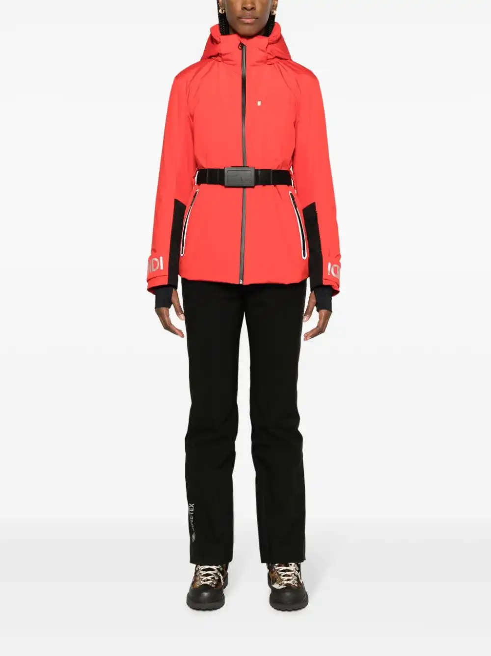 Affordable FENDI logo-print belted ski jacket