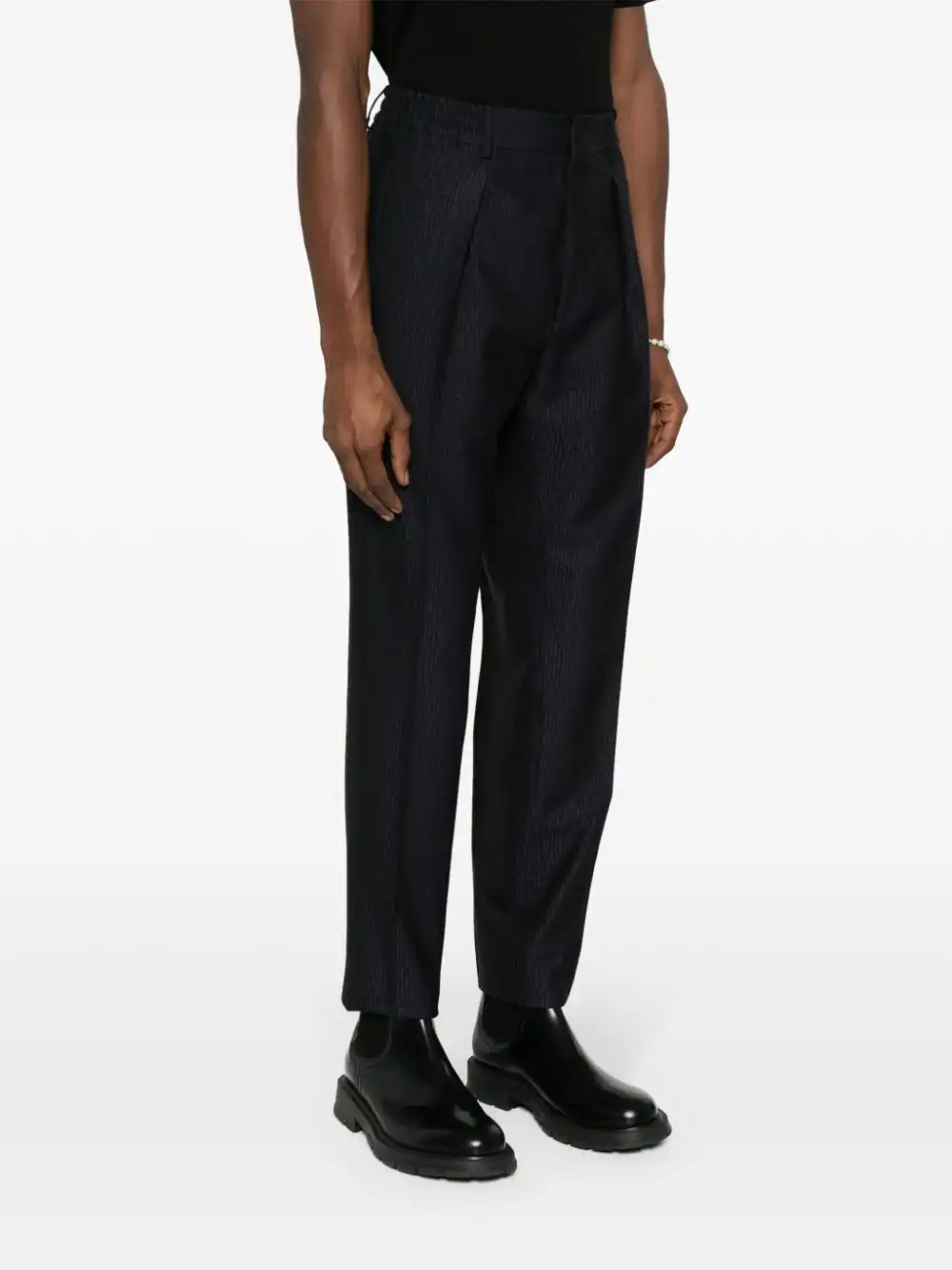 Affordable FENDI FF-jacquard tapered wool trousers