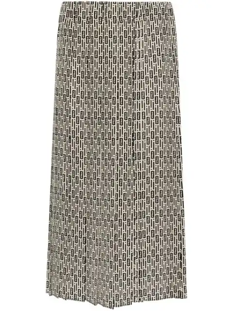 FENDI graphic-print silk midi skirt