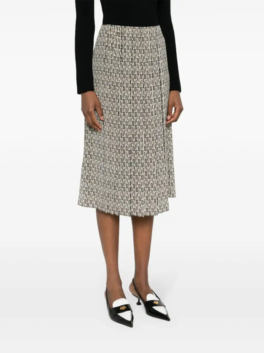 Affordable FENDI graphic-print silk midi skirt