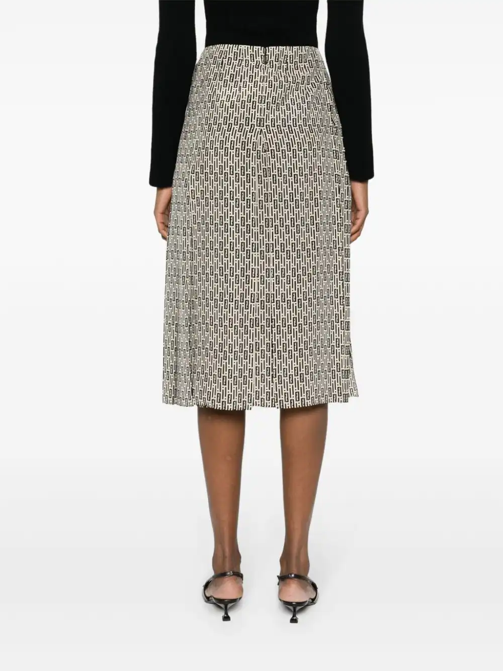 Affordable FENDI graphic-print silk midi skirt