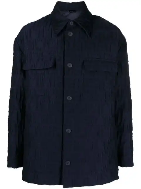 FENDI FF-embossed padded shirt jacket