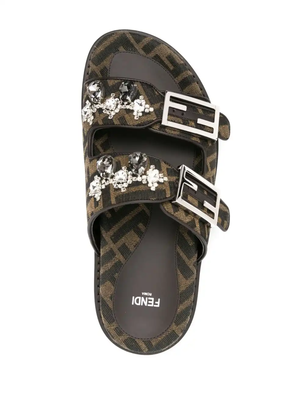 Affordable FENDI FF-jacquard canvas slides