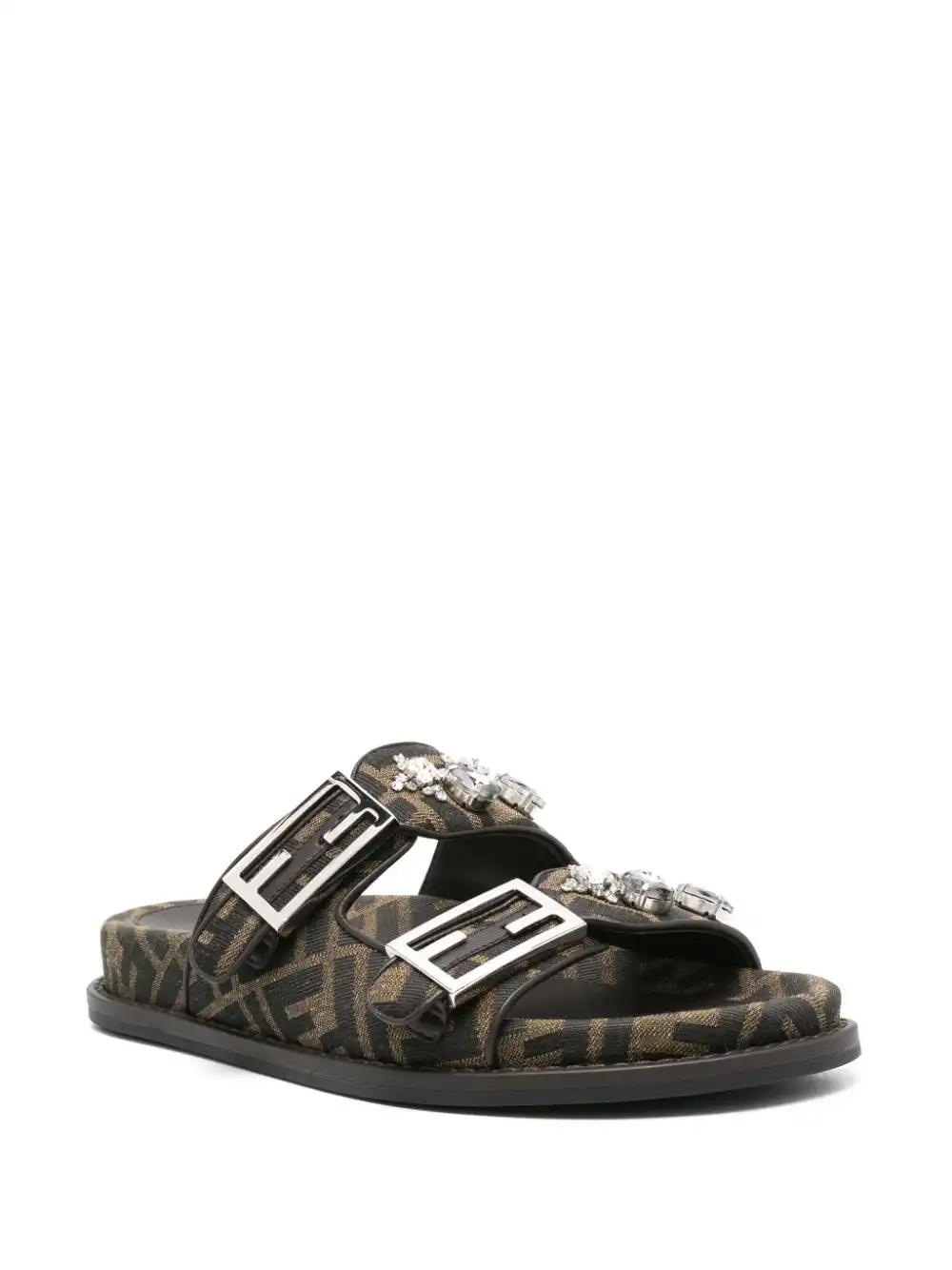 Affordable FENDI FF-jacquard canvas slides