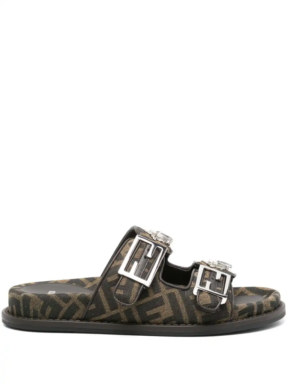 Affordable FENDI FF-jacquard canvas slides