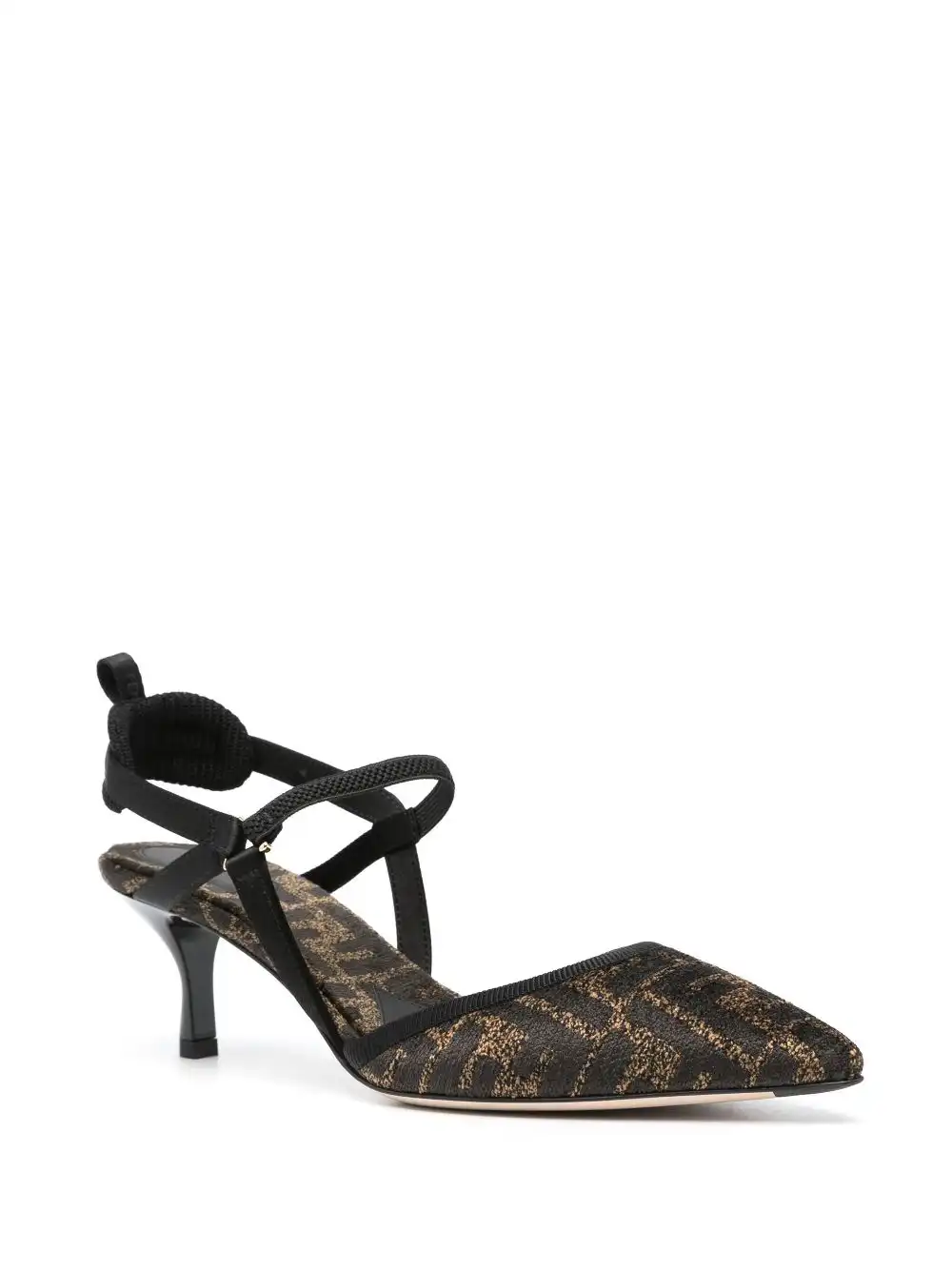 Affordable FENDI monogram-jacquard slingback pumps