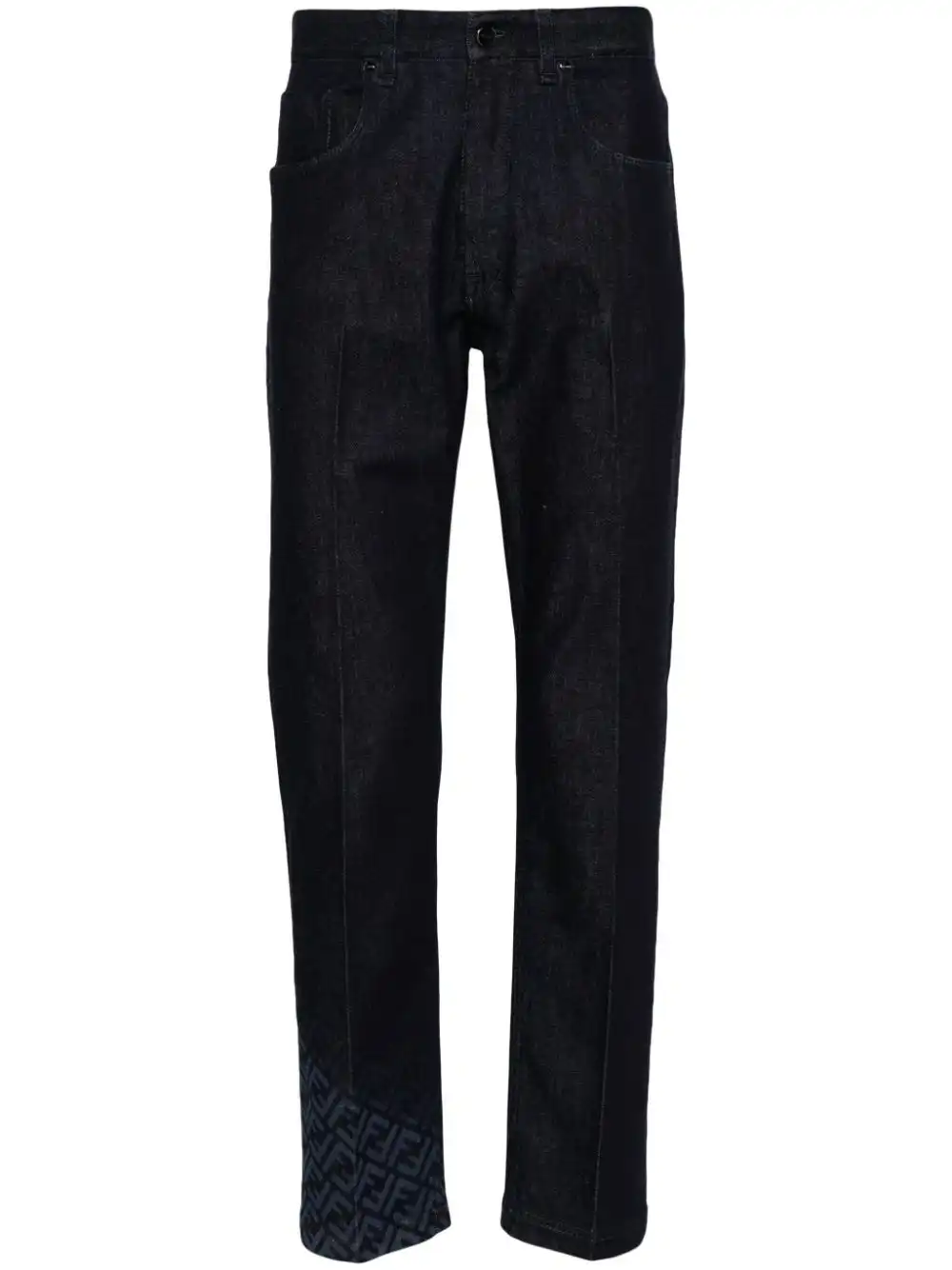 Affordable FENDI pressed-crease straight-leg jeans