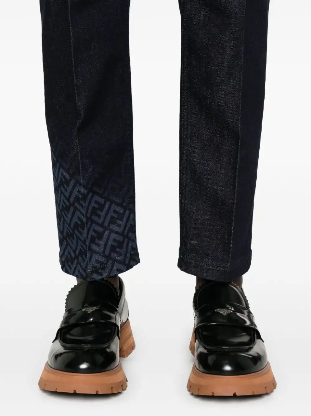 Affordable FENDI pressed-crease straight-leg jeans