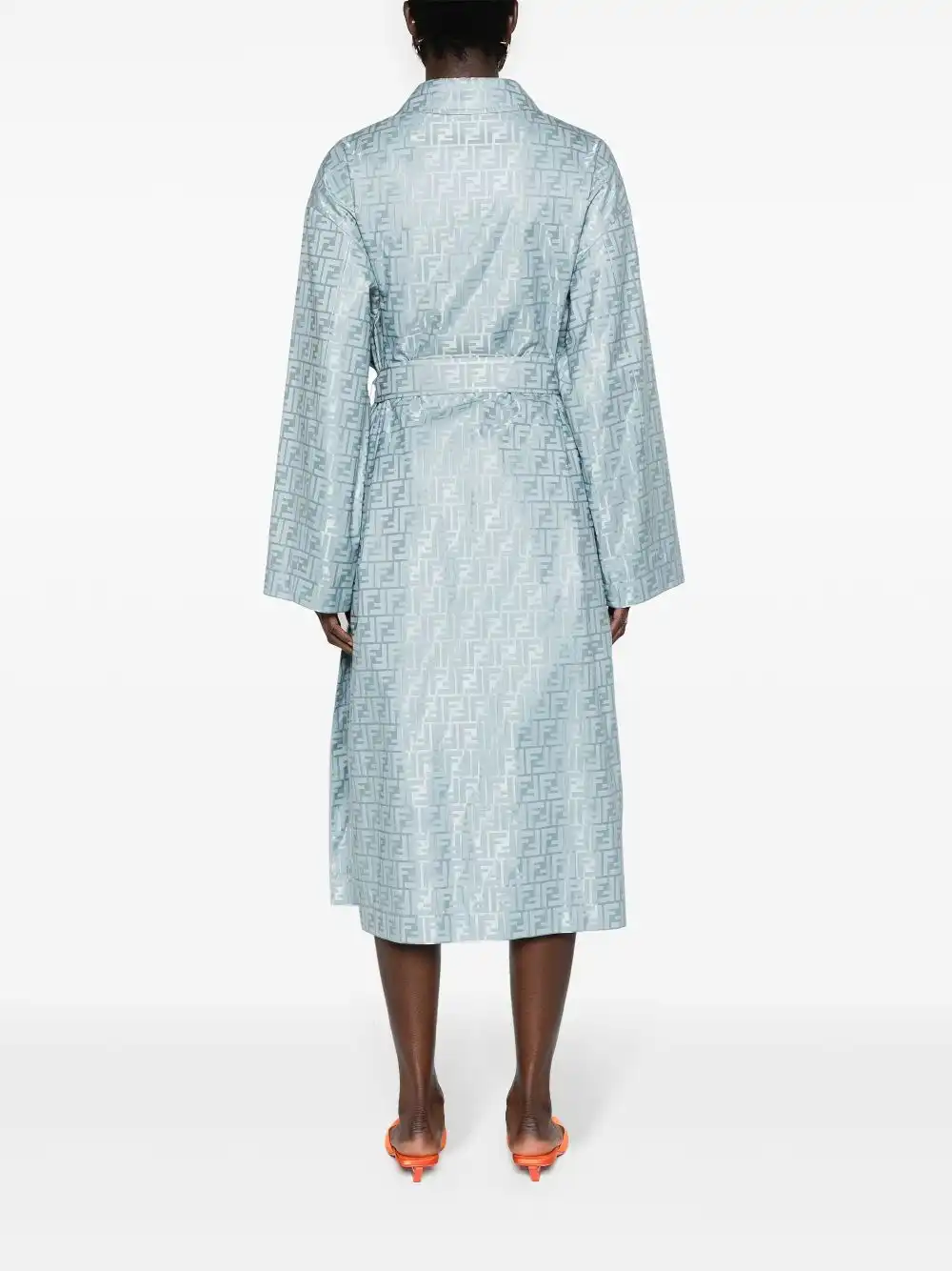 Affordable FENDI FF-jacquard belted midi coat