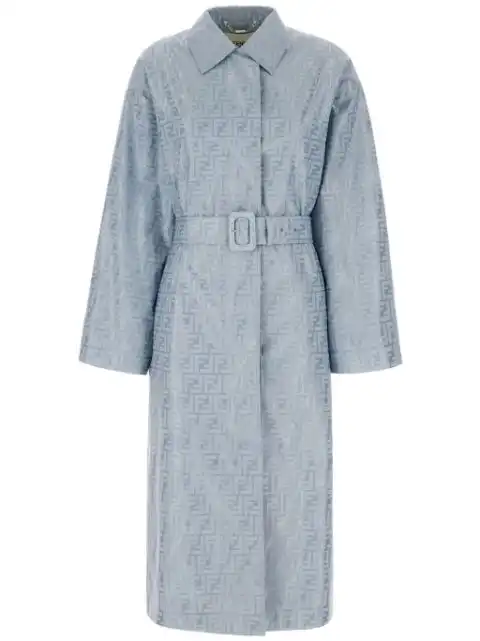 FENDI FF-jacquard belted midi coat