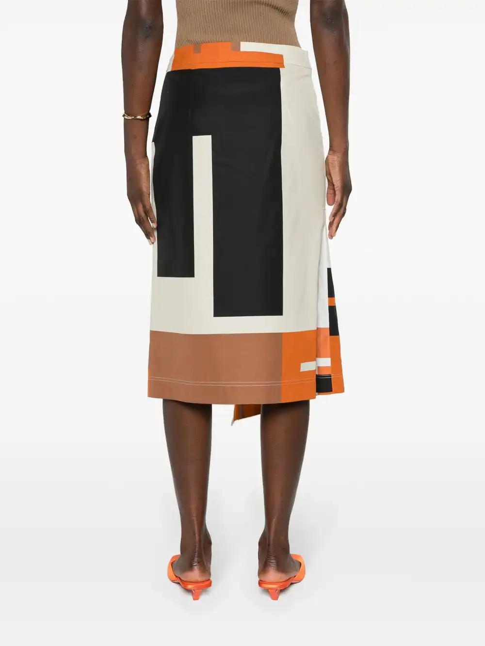 Affordable FENDI FF Puzzle-print poplin midi skirt